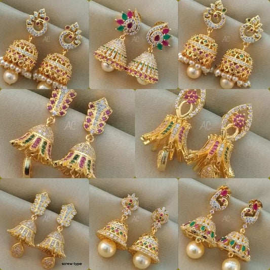 Super CZ AD Sparkle Combo Jhumki Set